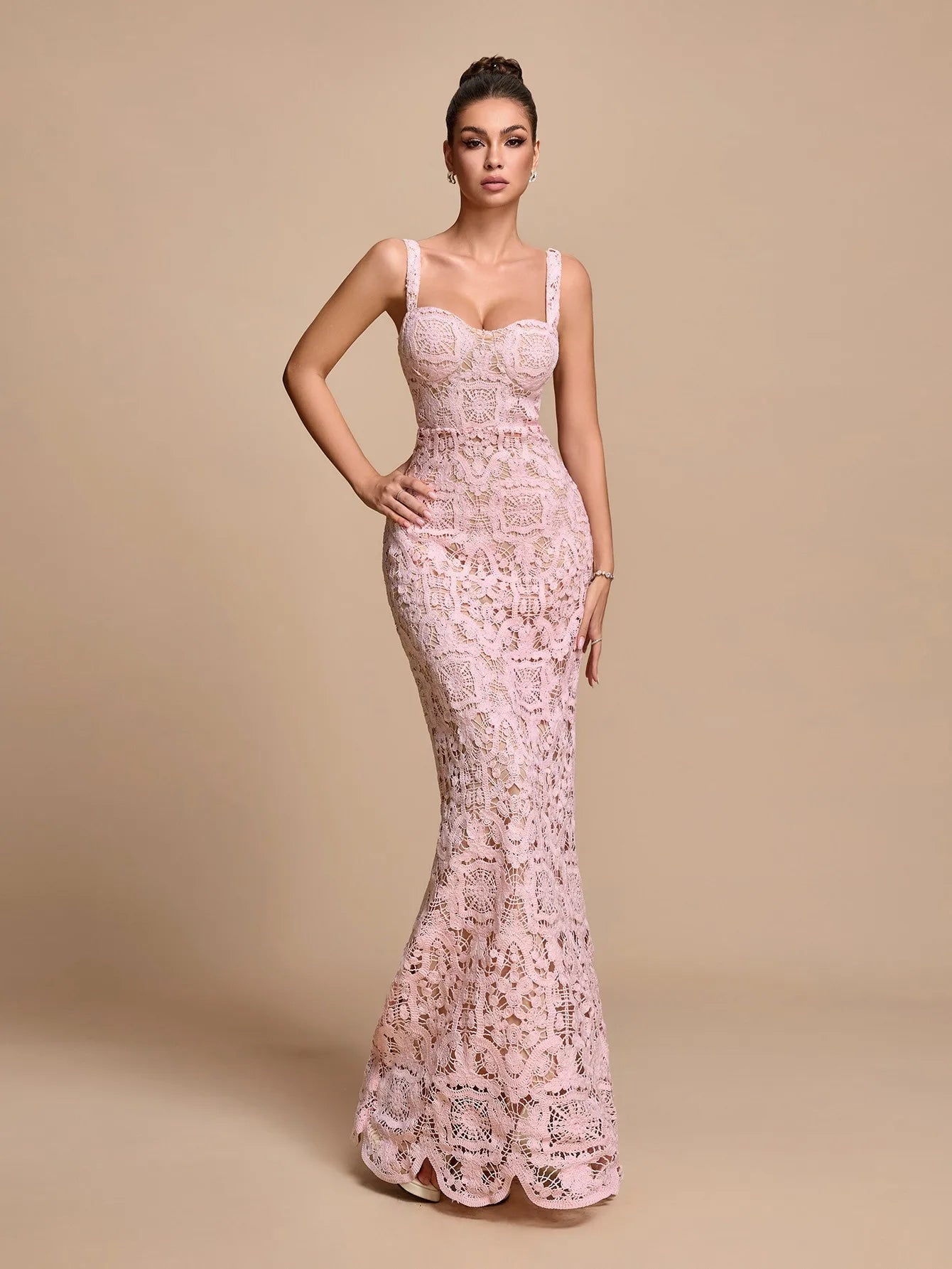 2026 Lace Mermaid Evening Dress, Strapless Long Evening Gown, Socialite Party and Ball Dress