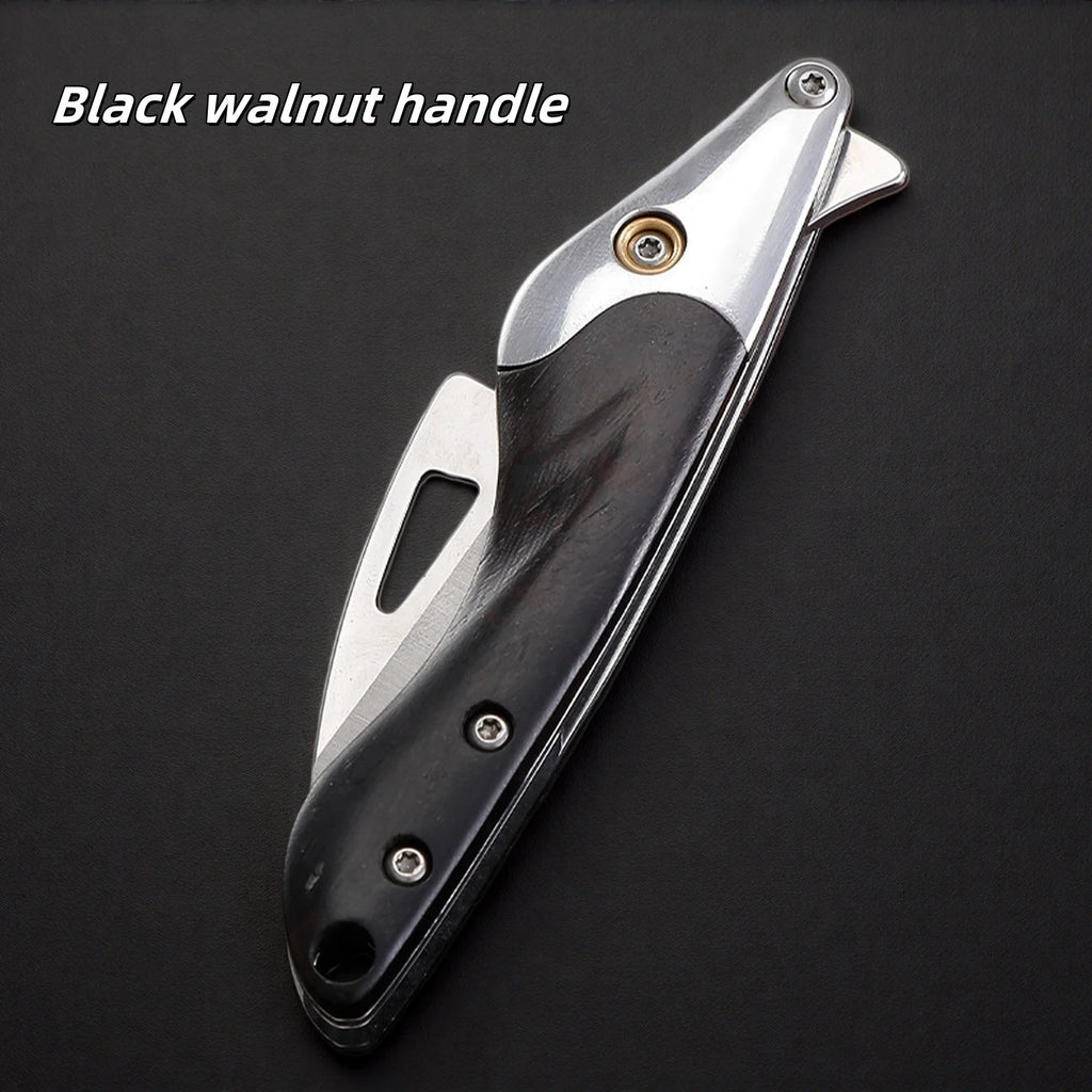 Black Walnut Handle Fruit Knife With High Hardness And Sharp Edge Made Of 7CR17 Stainless Steel Compact Folding Small Knife