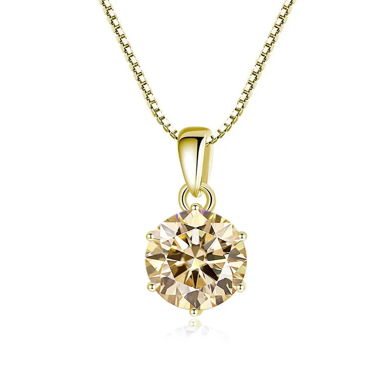 JoyceJelly 1 CT Real Moissanite Pendant Necklace For Women Royal Blue Color Moissanite 925 Sterling Silver Wedding Fine Jewelry
