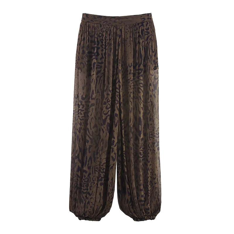 Casual Chic Lantern Pants Women Pant Vintage Animal Printed Translucent Pants Fashion 2026 Spring Streetwear Trousers
