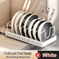 Under Cabinet Sliding Pots and Pans Organizer - Pull Out Kitchen Storage Tray with 8 Adjustable Dividers for Lids and Cookware