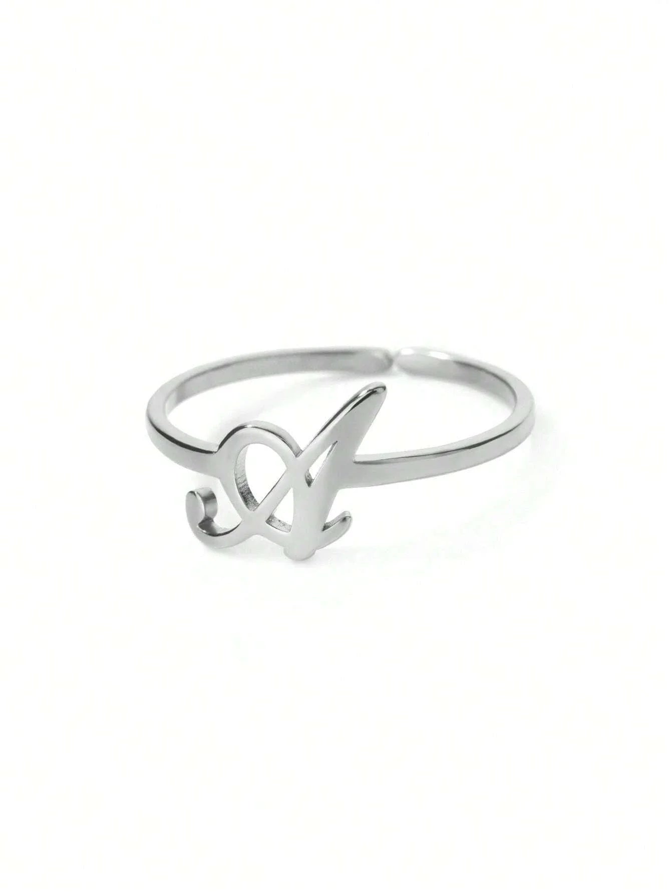 1PC Minimalist Initial Open Ring For Women Men Personalized 26 English Letter Ring Dainty 18K Gold Plated Stainless Steel