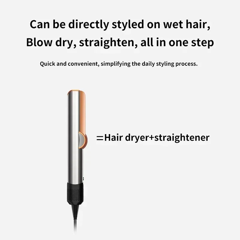 Professional 2-in-1 Negative Ion Hair Dryer & Straightener Long-Lasting Styling Tool Dual-Use Straightener for Wet or Dry Hair