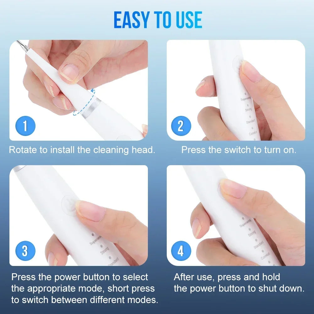Ultrasonic scaler for teeth cleaning tartar removal plaque removal rechargeable teeth whitening oral care and dental cleaner