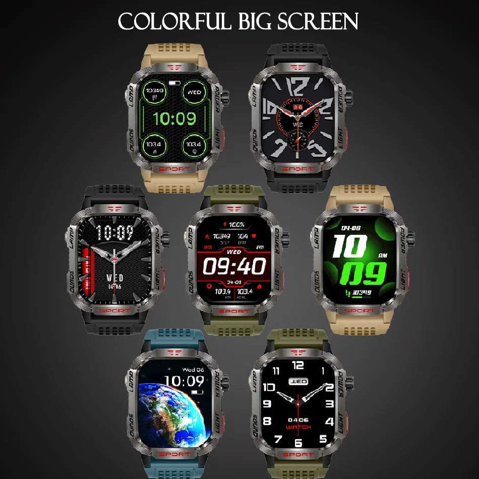New Military GPS Smart Watch Men Flashlight Compass Waterproof 600mAh Battery Outdoor Sport Tracker Bluetooth Call Smartwatch