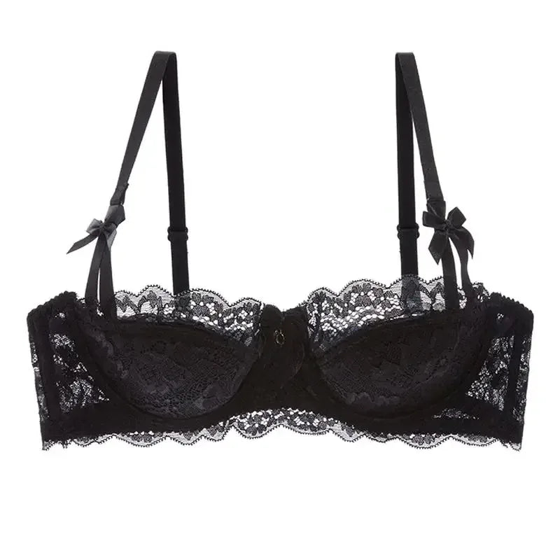 MOYISU Rabbit Ear AB Cup Pure Desire Girl Bra Set | Pull-up Bra with Bow | Breathable French lace Bra | Anti-slip Cup Date Night