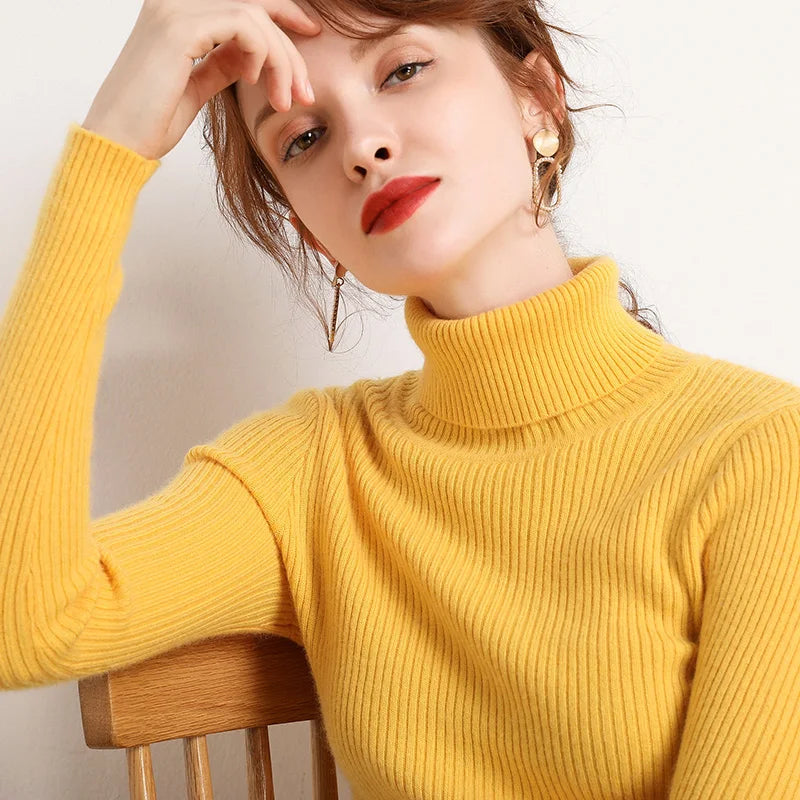 Women Fall Turtleneck Sweater Knitted Soft Pullovers Cashmere Jumpers Basic Soft Sweaters For Women 2026 Autumn Winter