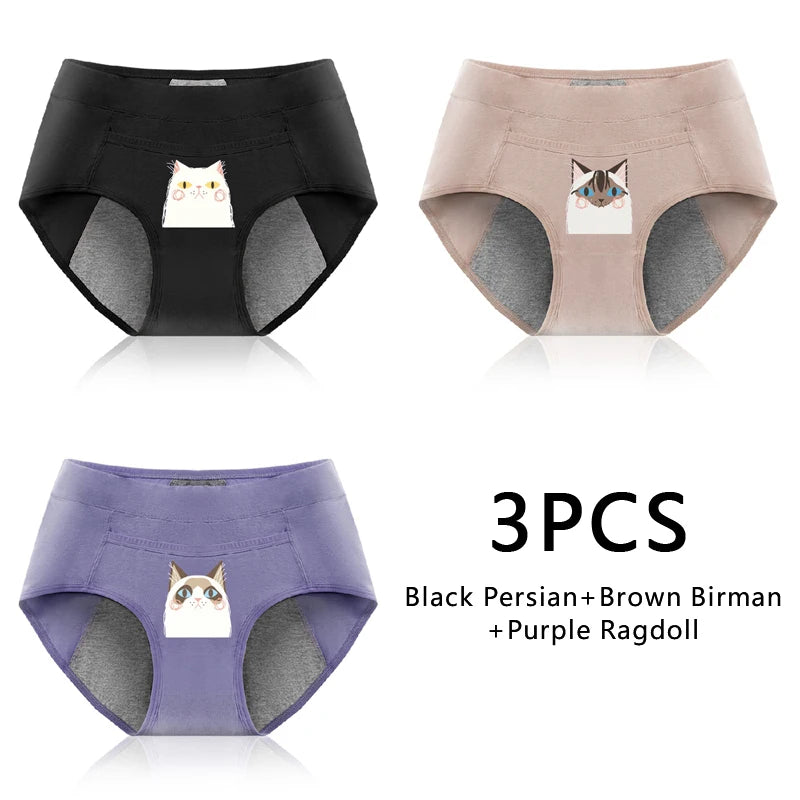 Women's Panties UnderwearLeakproofBreathable Briefs MenstrualPants PlusSizeWaterproof Mid Waist Organic Cotton Protective Briefs