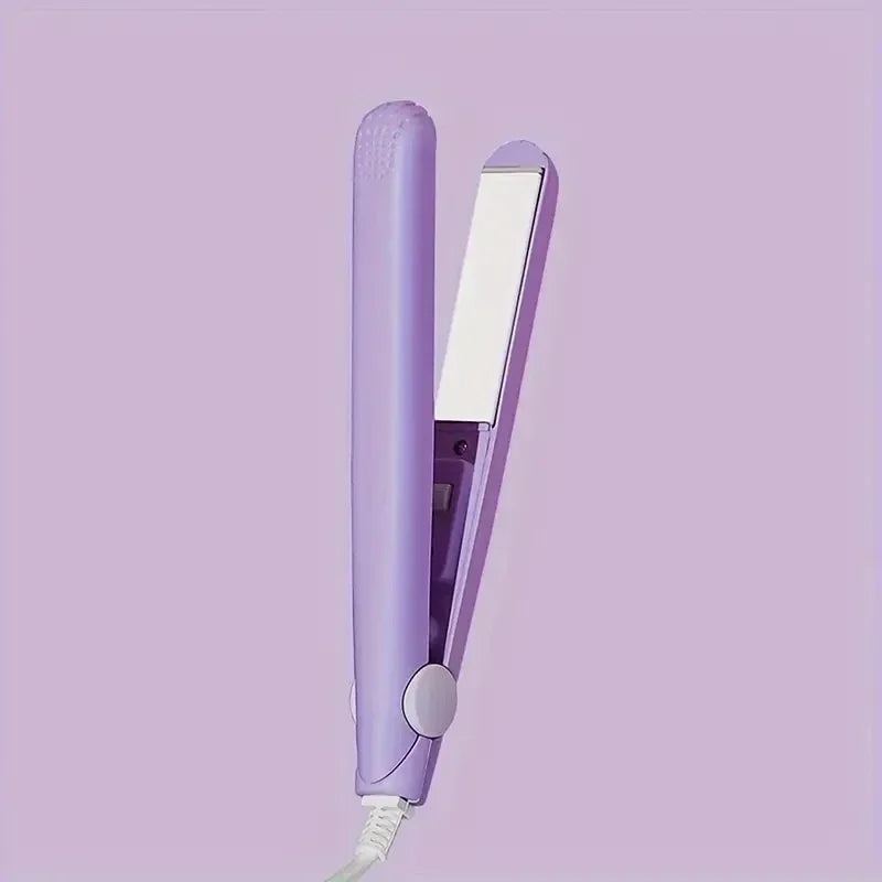 2-in-1 Mini Hair Straightener Curler,Fast Heating with CN Flat Plug for Bangs