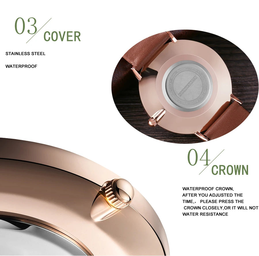 Hannah Martin Brand Japan Quartz Movement Women Fashion Watch Leather Strap Lady Wristwatches Waterproof Clock relogio feminino