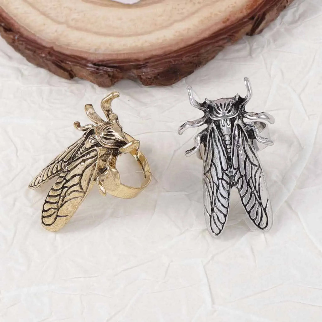 Digadagu Retro Opening Insect Ring Metal Animal Ring New Women's Trend Daily Jewelry Accessories