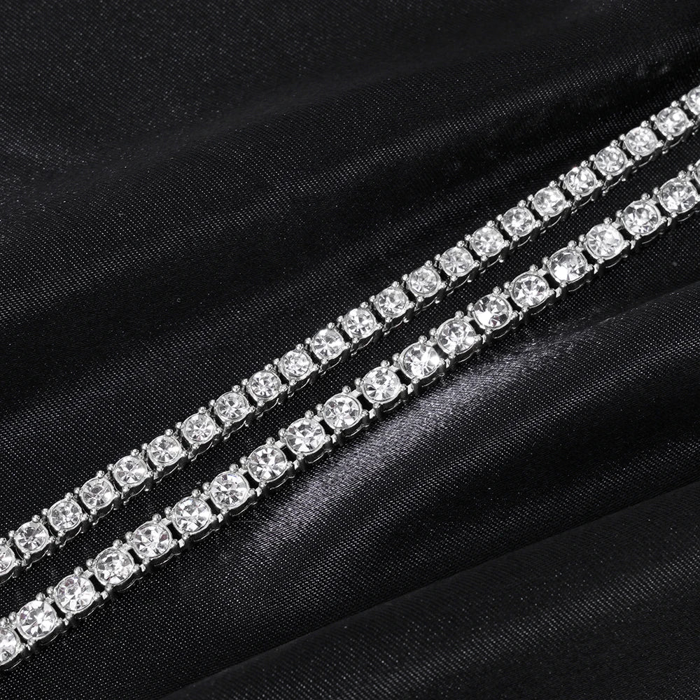 Hip Hop 5MM Tennis Chain Iced Out Bracelet Necklace Men Fashion Silver Color Tennis Jewelry Chains Women 20inch Choker Punk Gift