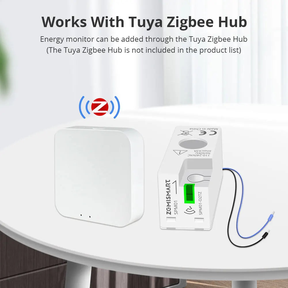 Zemismart Smart Energy Meter Zigbee Monitor Electric Sensor Measure Work with Tuya App Supports Homey and Smartthings