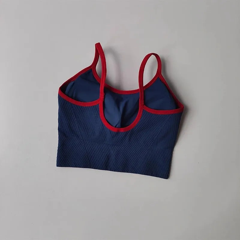 Women Breathable Sports Bra Fitness Tops Gym Crop Top Brassiere Push Up Camisole Sport Bras Gym Workout Top Letter Yoga Bra