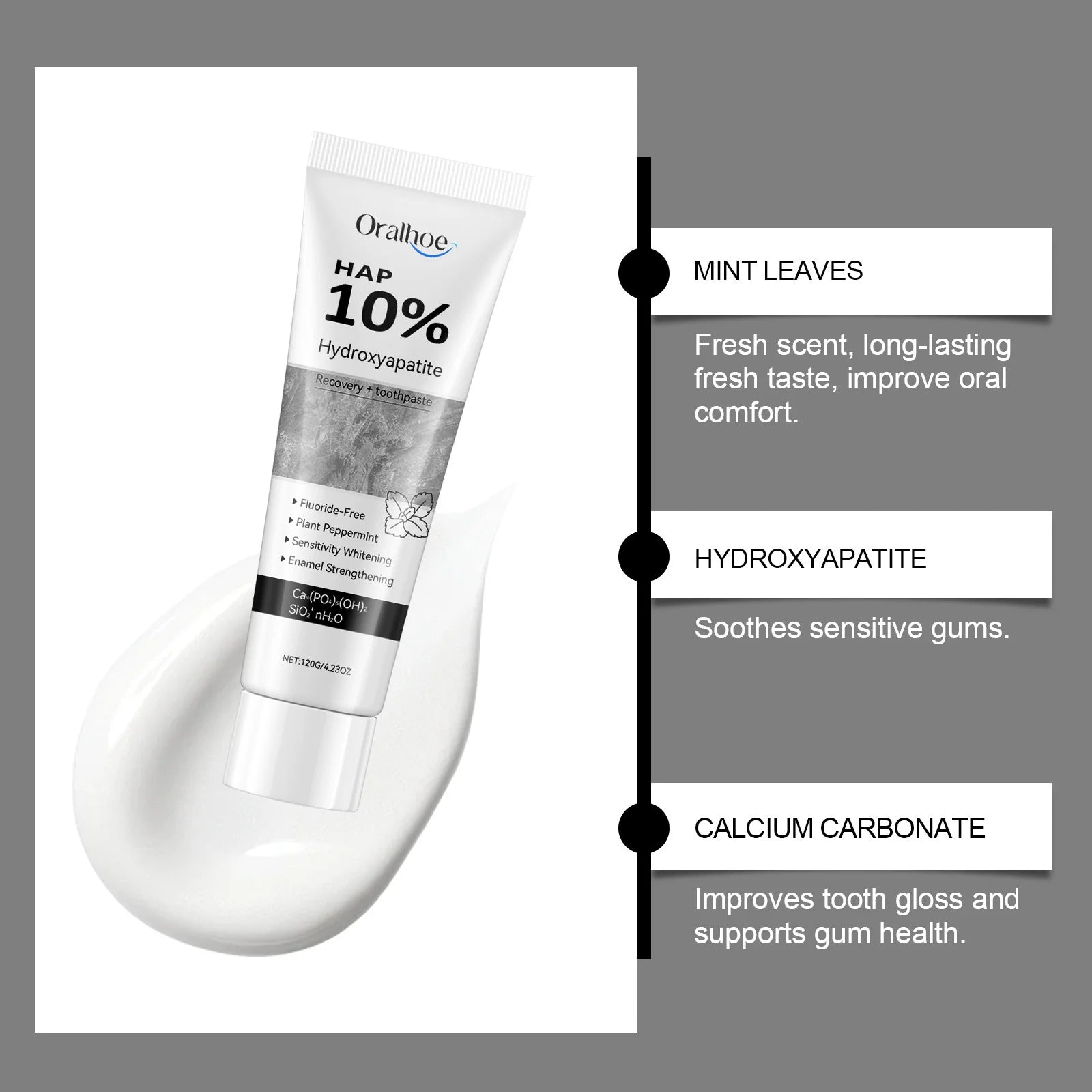 Whitening Teeth Toothpaste Enamel Repair Oral Hygiene Cleaning Stain Removal Fresh Breath Hydroxyapatite Brightening Toothpaste