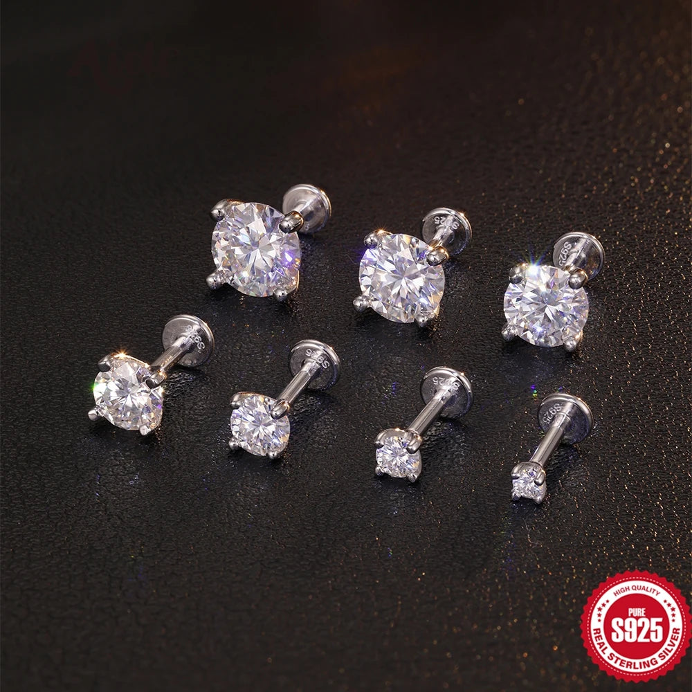 Aide 0.03-1.2CT Moissanite Earrings 925 Sterling Silver Round Cut Stud Earrings Piercing Earrings for Men Women Certificate
