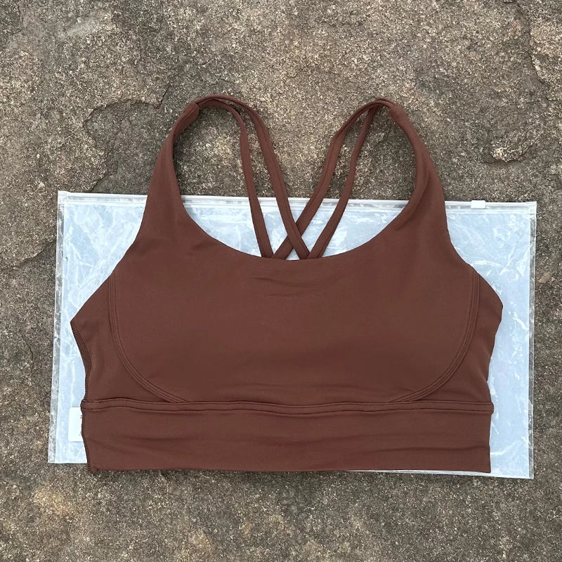 Women Sports Bra Sexy Criss Cross Straps Back High Support Impact Yoga Underwear Running Fitness Gym Padded Bralette