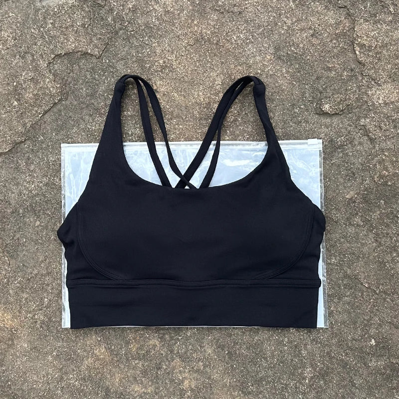 Women Sports Bra Sexy Criss Cross Straps Back High Support Impact Yoga Underwear Running Fitness Gym Padded Bralette