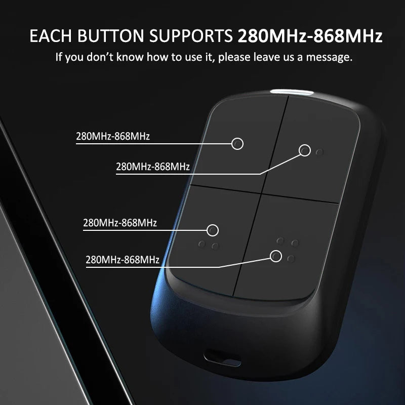 Newest 280MHz-868MHz Multifrequency Garage Door Remote Control Duplicator 433MHz 868MHz Auto Scan Clone Code Grabber Gate Opener