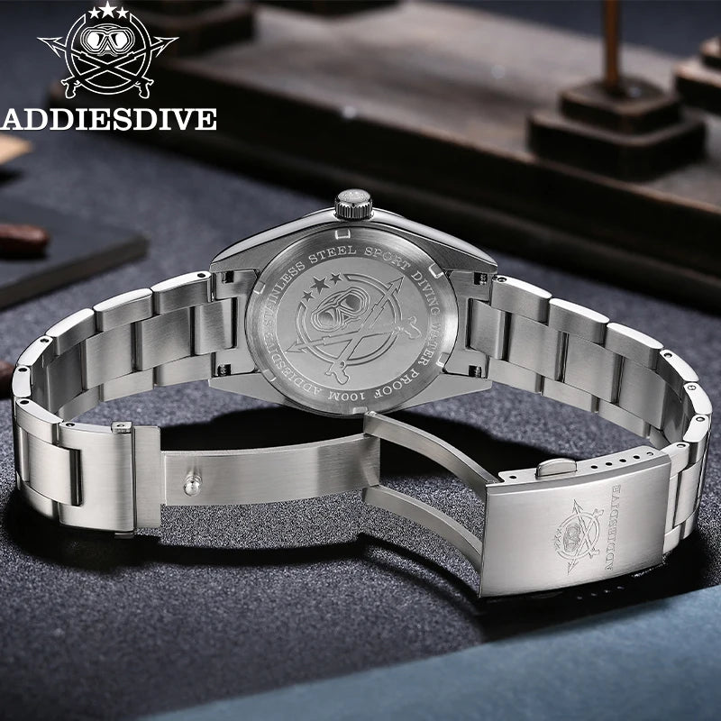 ADDIESDIVE Luxury Stainless Steel Women's Watch 36mm Sapphire Crystal C3 Retro Night Light Lady Quartz Watch 100m Waterproof New