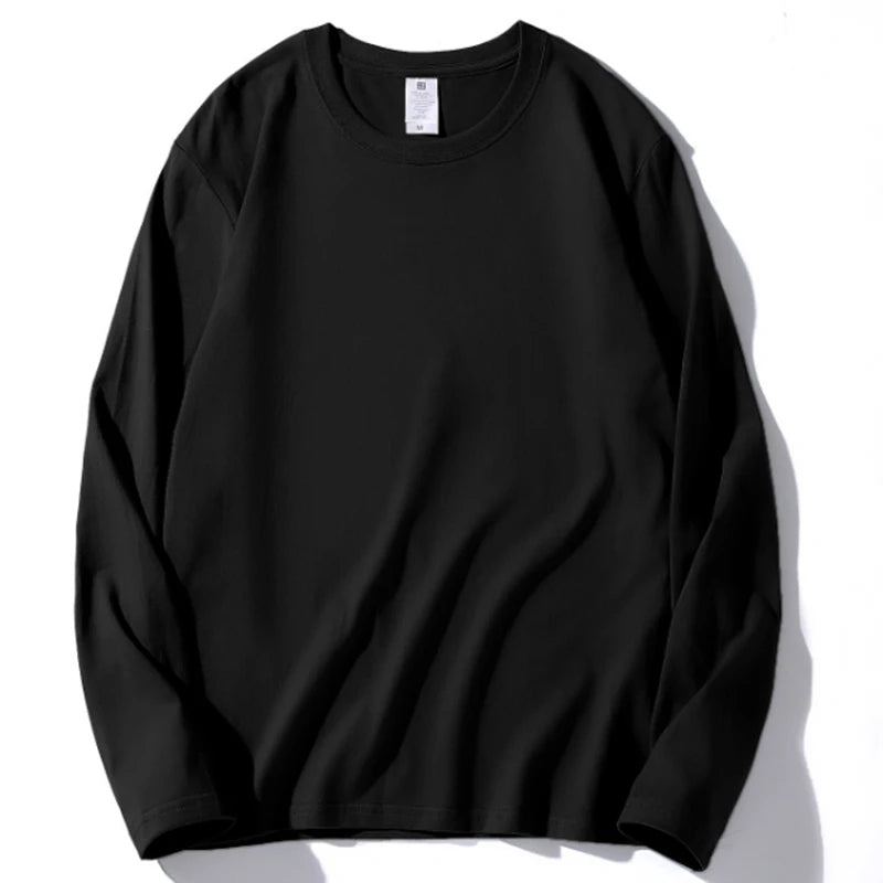 2026 Autumn Women Leisure Cotton Daily Long Sleeve Tops Lady Versatile Round Neck Baggy Clothes Female Concise Solid T-shirts
