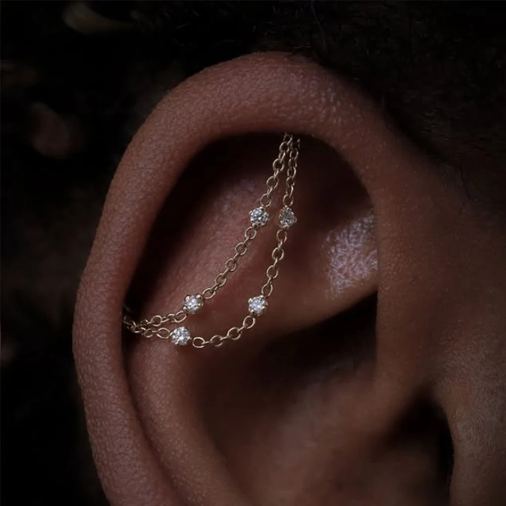 AIDE 925 Sterling Silver 9 Types Zircon CZ Chain Spare Parts Rock Punk Hoop Piercing Hoops Drop Earring Fine Jewelry Gift 1pc