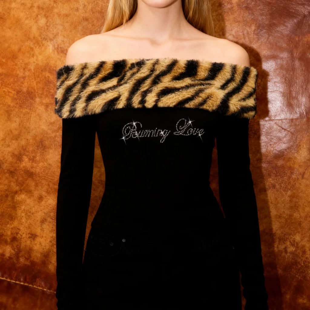 2026 Womens Y2K Sexy Leopard Print Glitter Midriff Top Lettered Detail Slim Fit Trendy Fashion Crop Top