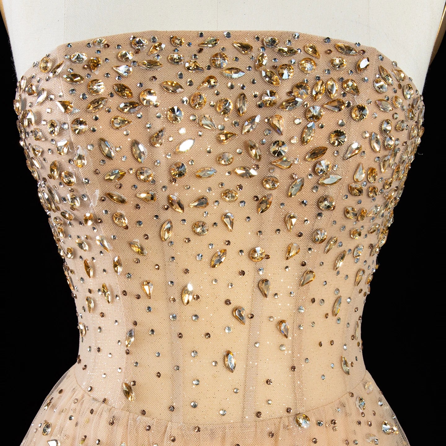 Sharon Said High Quality Champagne Evening Dress Full Crystal Tiered Beaded Women's Formal Occasion Party Gowns SS720 Customized