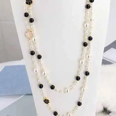 SKEDS Women  Elegant Classic Long Pearl Necklace Chains Vintage Lady Wedding Party Exquisite Multi-Layers Necklaces Jewelry