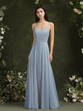 New Long Formal Bridesmaid Dress Evening Dresses With V Neck Elegant Sleeveless Lace Back Party Prom Gowns Robe De Soiree Longue