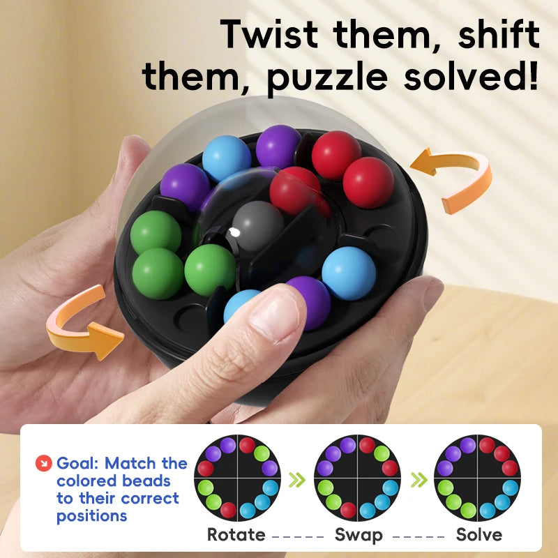 Rotating Puzzle Ball Brain Teaser Toy with Hanging Hook - Interactive Learning Game, Spatial Awareness, Logical Thinking