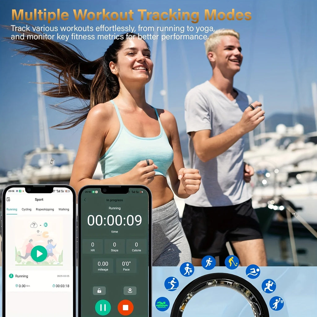 2026 Upgraded Smart Rings for Men Women, Health Monitoring Ring, Fitness Tracker with Sport Mode, Pedometer, Sleep, Step, IP68 Fitness Ring, Outdoor Activity Tracker Ring for Android for IPhone - Gifts for Him/Her
