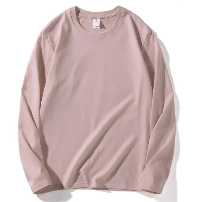 2026 Autumn Women Leisure Cotton Daily Long Sleeve Tops Lady Versatile Round Neck Baggy Clothes Female Concise Solid T-shirts