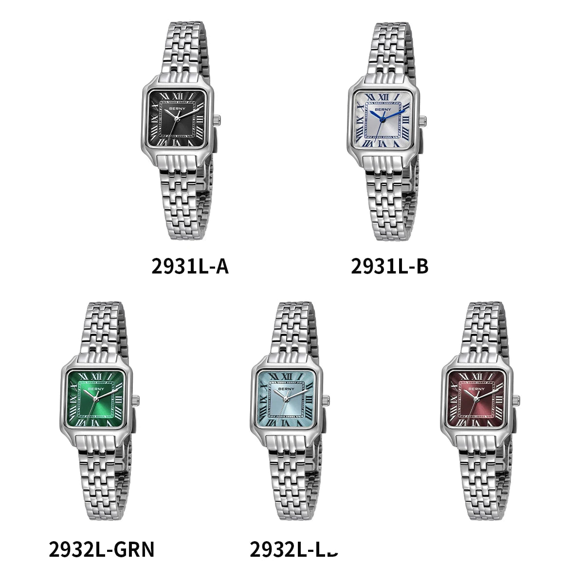 BERNY Square Ladies Watch Quartz Fashion Exquisite Roman Numeral Small Women's Watch Waterproof New Jewelry Bracelet Women Watch