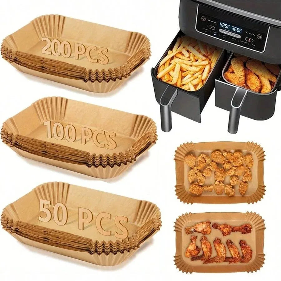 Air Fryer Paper Liners Disposable Oil-proof&Heat Resistant for Baking Microwave Cooking&Deep Fryer Accessories Easy Cleanup
