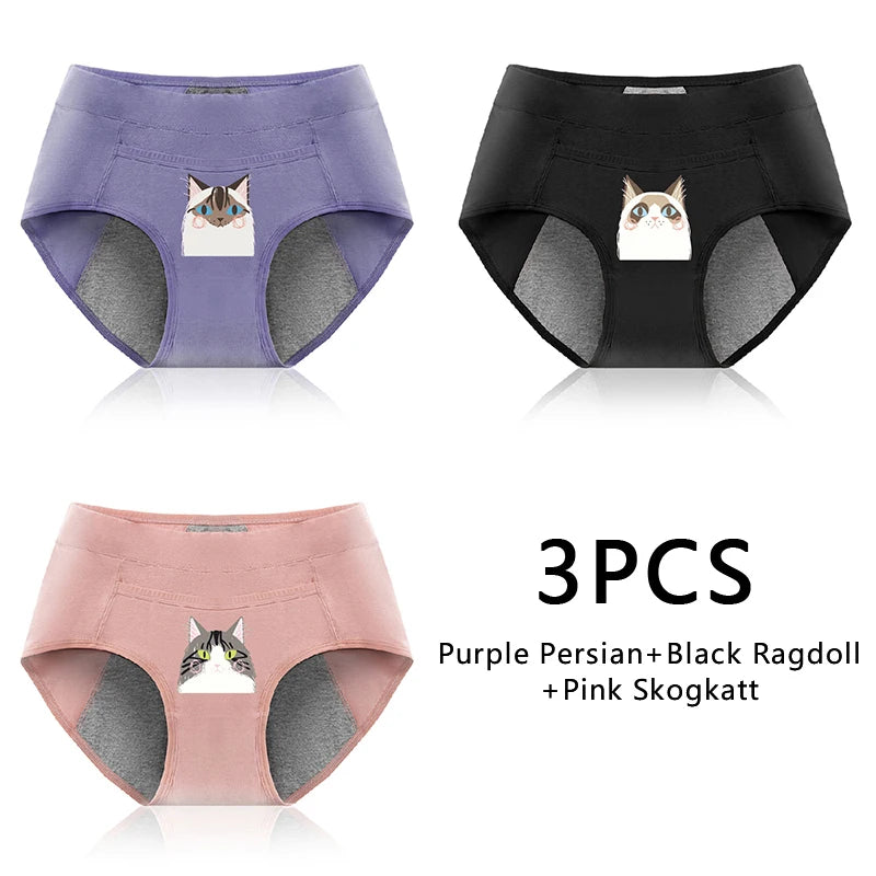 Women's Panties UnderwearLeakproofBreathable Briefs MenstrualPants PlusSizeWaterproof Mid Waist Organic Cotton Protective Briefs