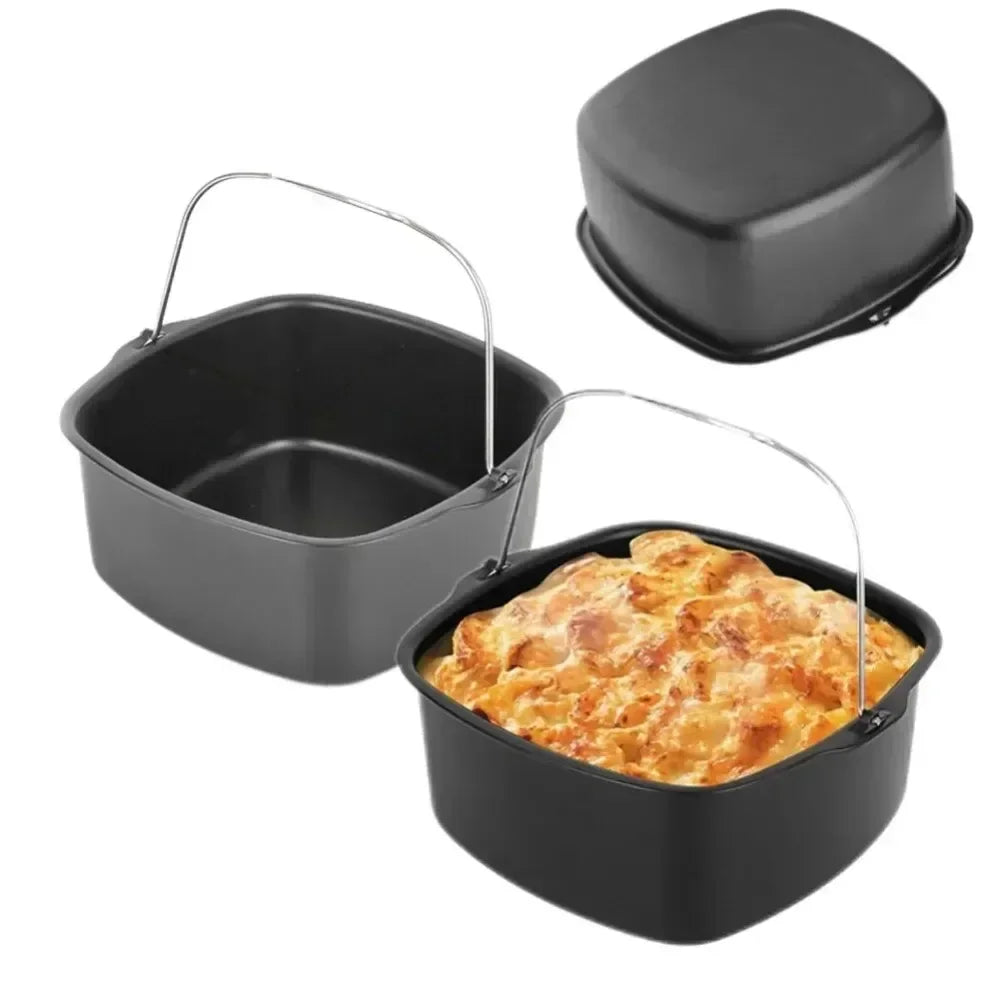Non-Stick Air Fryer Baking Tray & Basket, Oven-Safe Cake Pan for Philips, Multi-Use Kitchen Tool for Chips, Pizza & Desserts