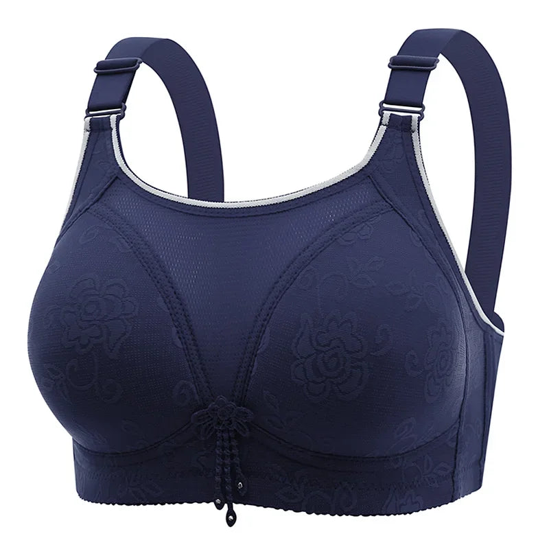 Women's Fashion Plus Size Comfortable Breathable No Steel Ring Gathered Bra Lace Seamless Backless Thin Mold Cup Underwear
