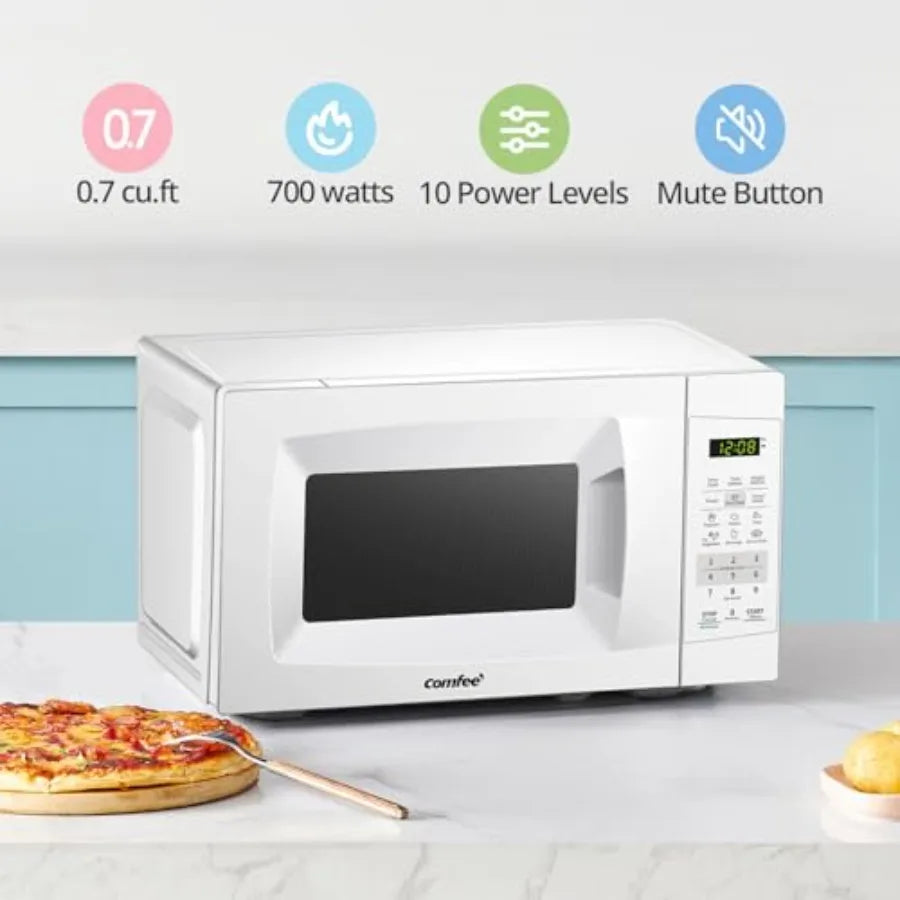 EM720CPL-PM Countertop Microwave Oven with Sound On/Off, ECO Mode and Easy One-Touch Buttons, 0.7 Cu Ft/700W, Pearl White