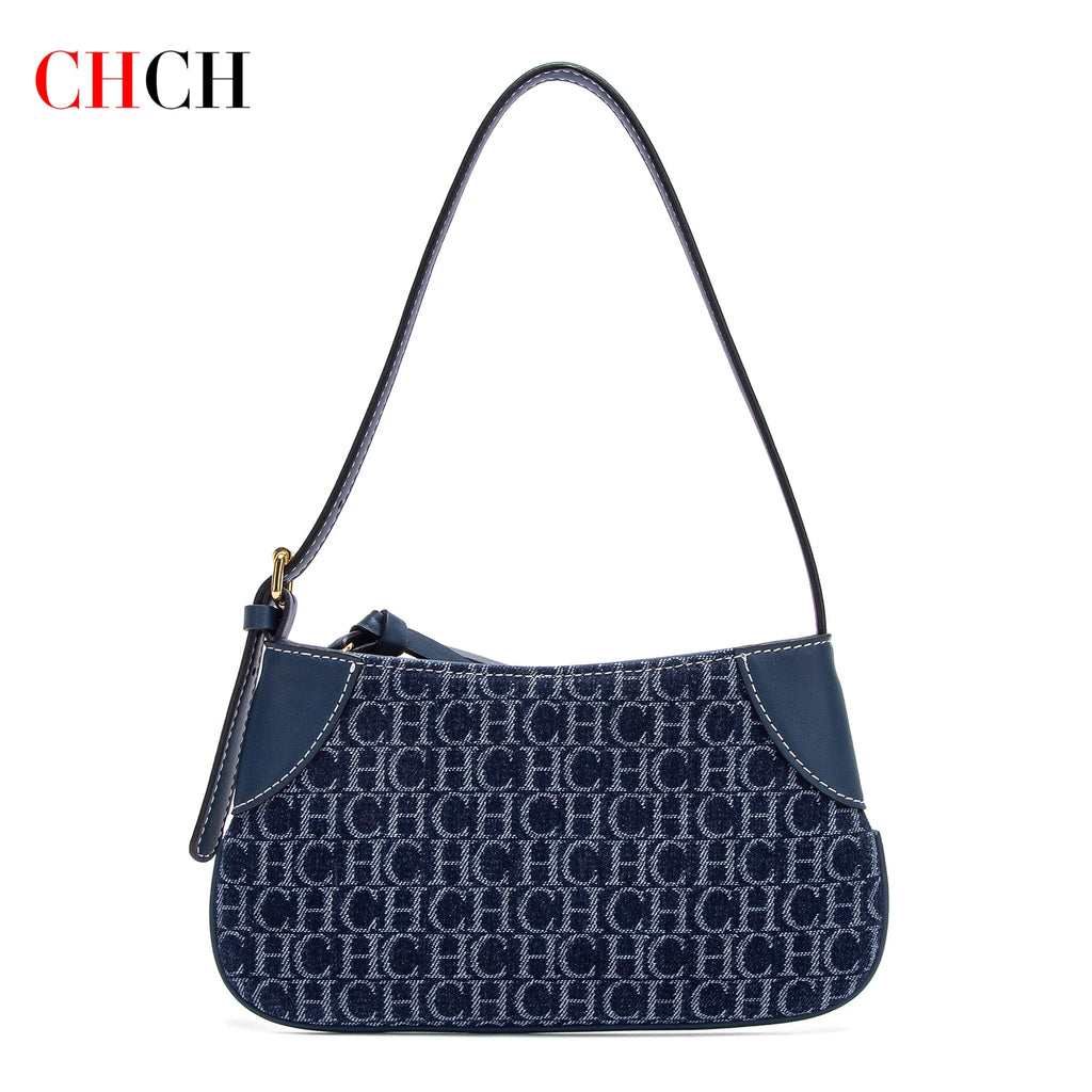 CHCH Women's Handbag 2025 Summer Cowboy Splicing Design Phone Bag Simple Commuter Underarm Bag Wallet