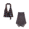 Polka Dot Printed Midi Skirts Two Piece Sets for Women 2026 Summer Chic Scarf Halter Top Suits Beach Woman 2 Piece Outfits