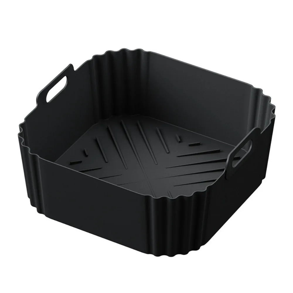 Silicone Air Fryer Baking Tray Square 5.5-6.2L Reusable Air Fryer Basket Silicone Air Fryer Liners Air Fryer Mold Tray