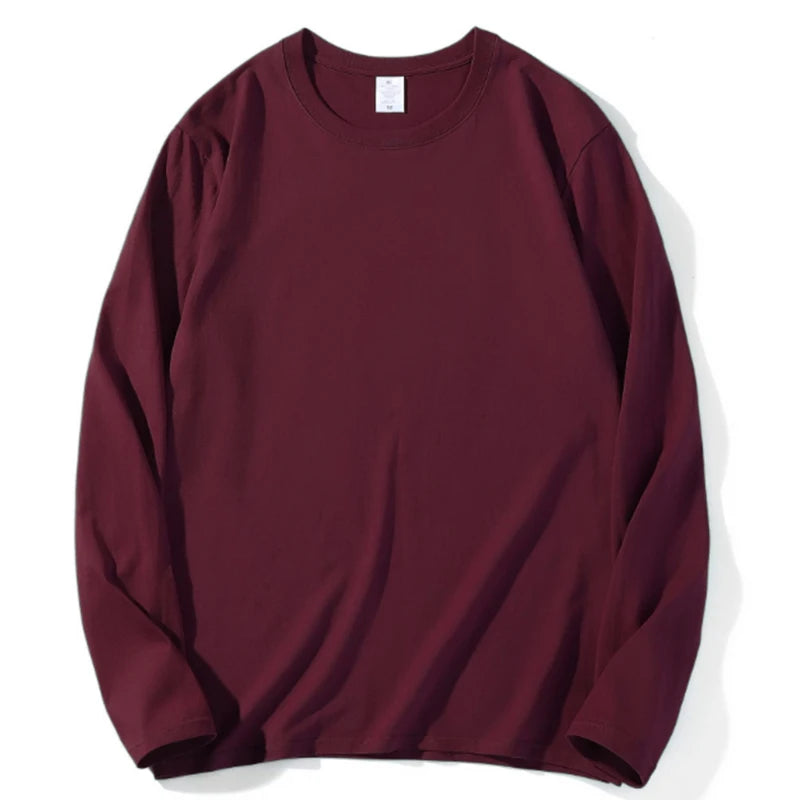 2026 Autumn Women Leisure Cotton Daily Long Sleeve Tops Lady Versatile Round Neck Baggy Clothes Female Concise Solid T-shirts