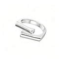 Silver Color Double Layer Geometric Ring Female Charm Fashion Simple Opening Light Luxury Handmade Jewelry Gift