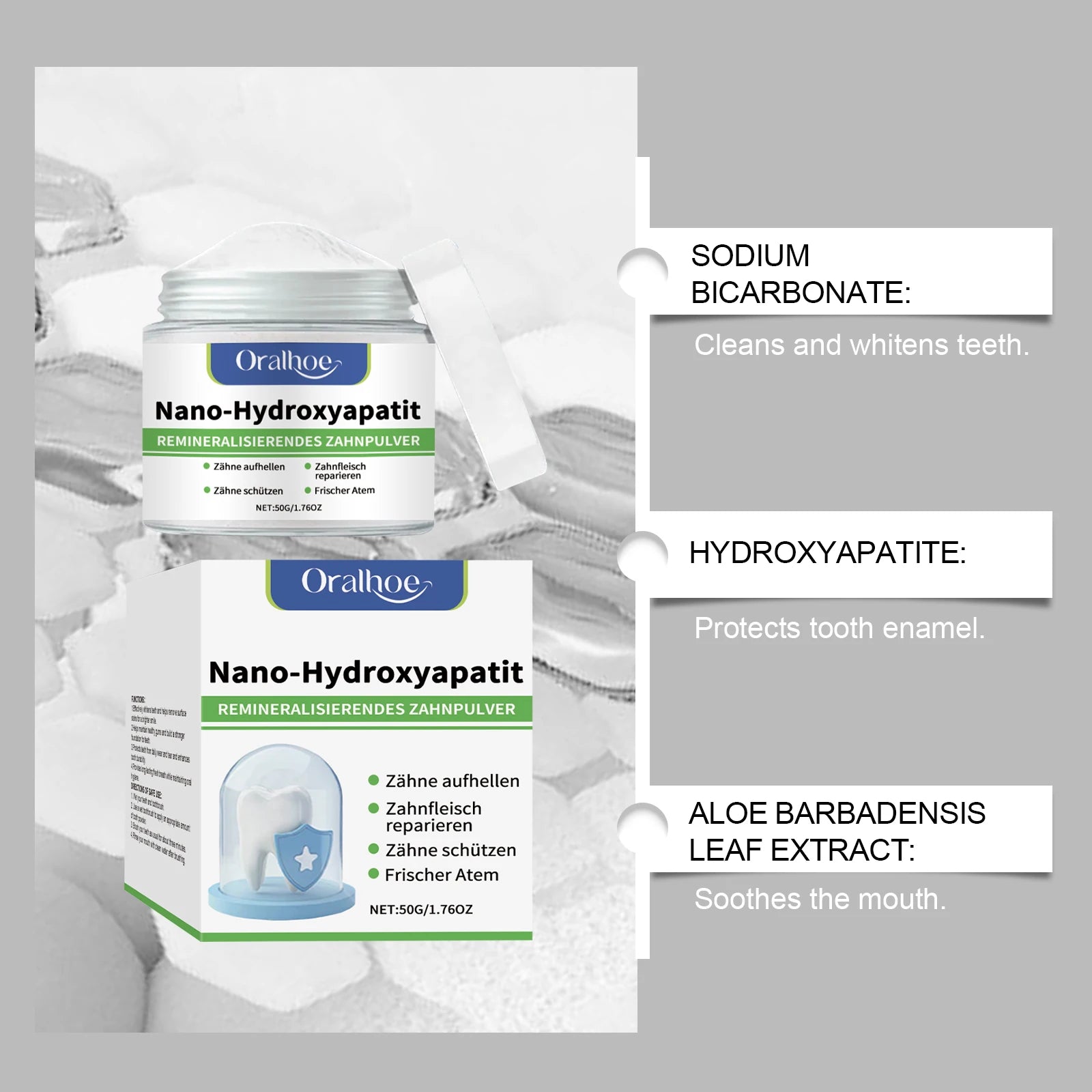 Hydroxyapatite Teeth Whitening Powder Professional Oral Care Stain Removal For White Teeth Cleaning Fresh Breath Dental Care