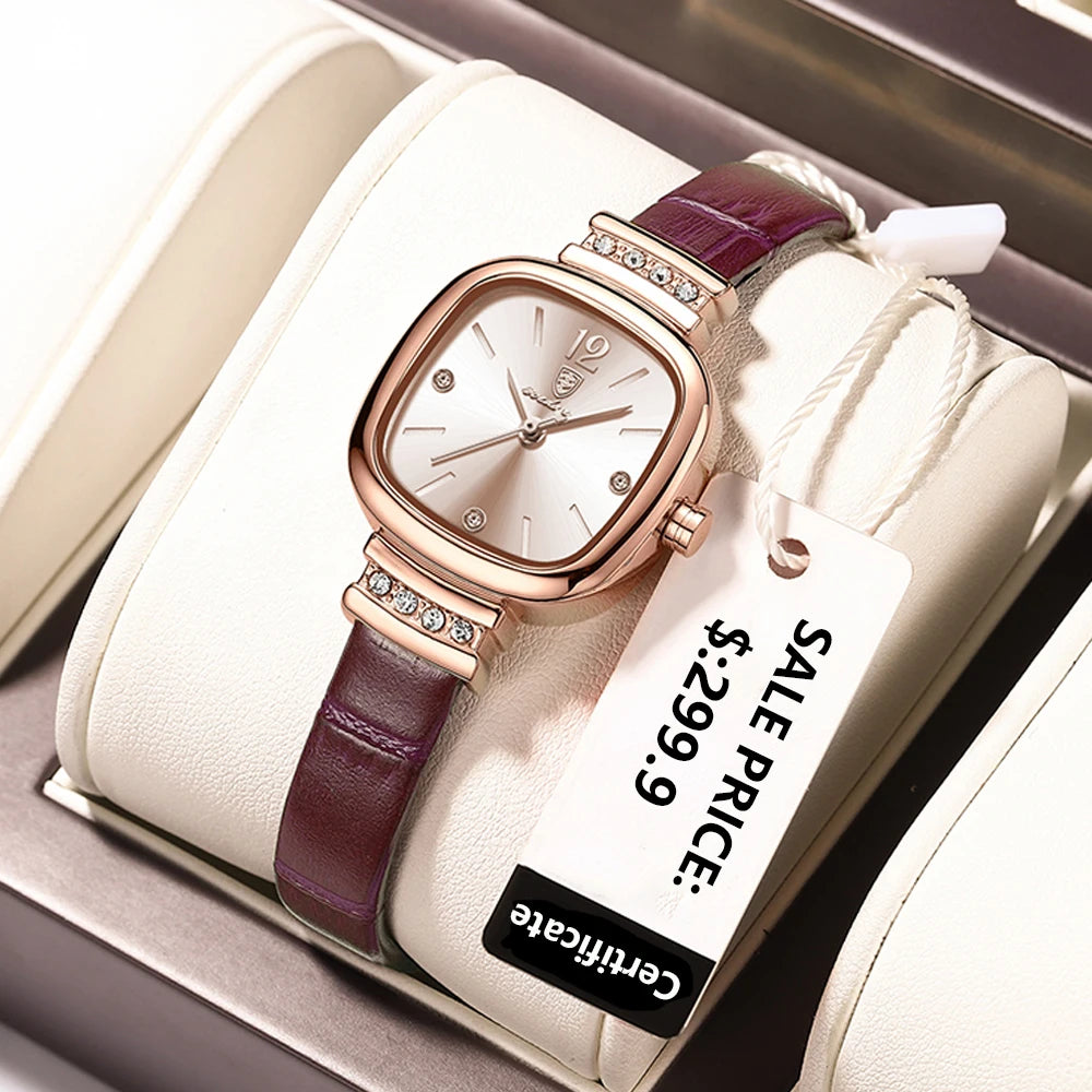 POEDAGAR Fashion Square Diamond Watches For Women High Quality Waterproof Leather Quartz Watch Luxury Elegant Ladies Wristwatch
