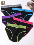 5PCS Simple Letter Women's Cotton Panties, Mid-waist Comfortable Breathable Traceless Women's Triangle Briefs.