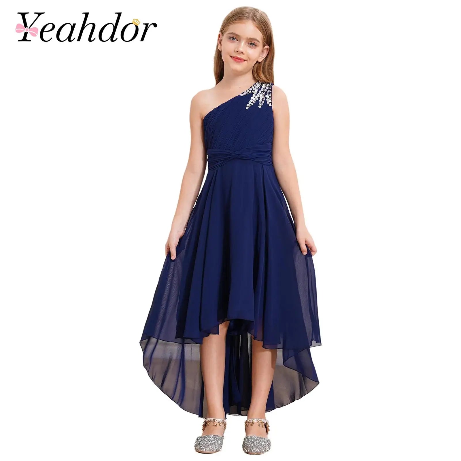 Summer Flower Girls Dress One-shoulder Wedding Party Dress First Communion Clothes Formal Occassion Bridesmaid Evening Prom Gown