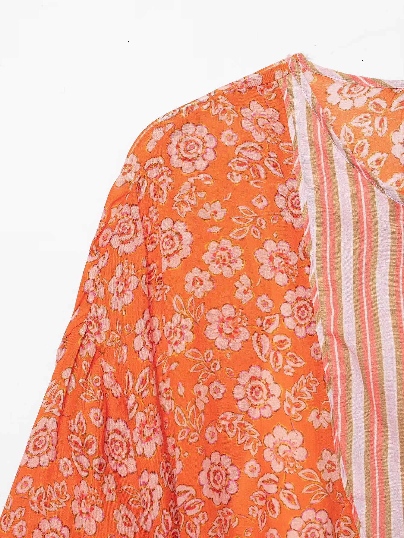 ZERAINS 2026 Summer New Women's Fashion Simple and Versatile Loose Seven Sleeve Flower Printed Dress