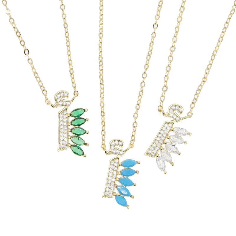 2024 New Wholesale High Quality Fashion Women Jewelry Gold Plated Colorful Arabic Letter Pendant Necklace